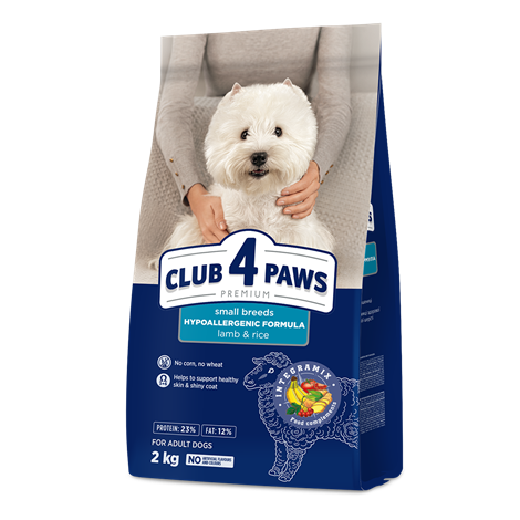 CLUB 4 PAWS PREMIUM «JAGNIĘCINA I RYŻ» DLA DOROSŁYCH PSÓW MAŁYCH RAS. PEŁNOPORCJOWA SUCHA KARMA