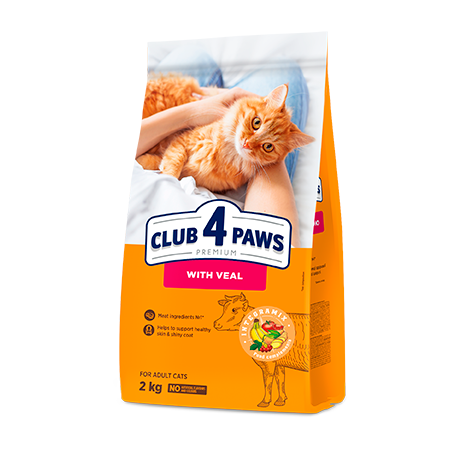 CLUB 4 PAWS PREMIUM „Z CIELĘCINĄ”. PEŁNOPORCJOWA SUCHA KARMA DLA DOROSŁYCH KOTÓW