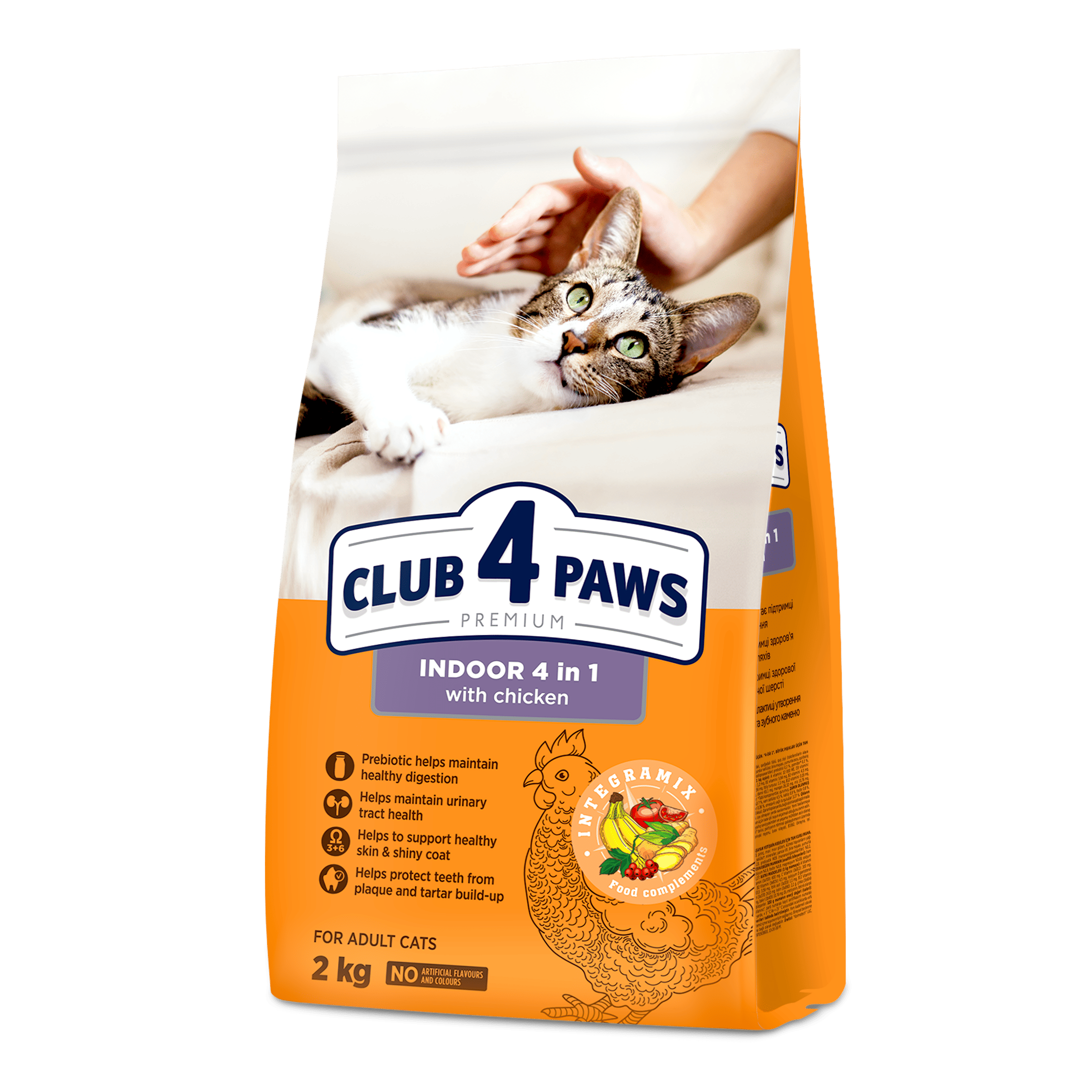 CLUB 4 PAWS PREMIUM. DLA KOTÓW PRZEBYWAJĄCYCH WYŁĄCZNIE W DOMU „4 W 1”. PEŁNOPORCJOWA SU- CHA KARMA DLA DOROSŁYCH KOTÓW