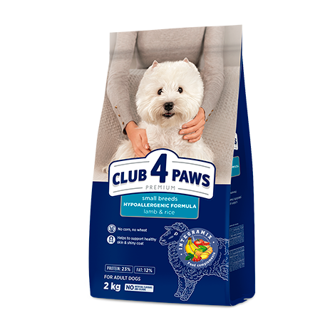 CLUB 4 PAWS PREMIUM «JAGNIĘCINA I RYŻ» DLA DOROSŁYCH PSÓW MAŁYCH RAS. PEŁNOPORCJOWA SUCHA KARMA