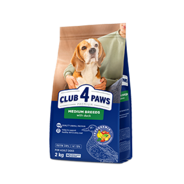 CLUB 4 PAWS PREMIUM DLA ŚREDNICH RAS «Z KACZKĄ». KARMA PEŁNOPORCJOWA SUCHA DLA DOROSŁYCH PSÓW