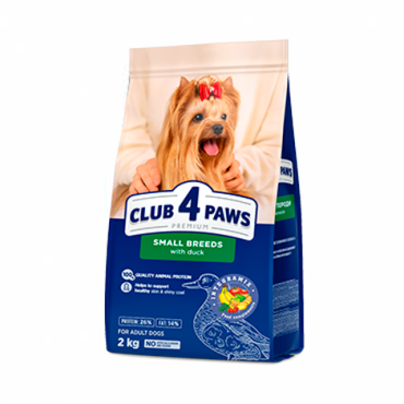 CLUB 4 PAWS PREMIUM DLA MAŁYCH RAS «Z KACZKĄ». KARMA PEŁNOPORCJOWA SUCHA DLA DOROSŁYCH PSÓW