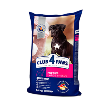 CLUB 4 PAWS PREMIUM DLA SZCZENIĄT DUŻYCH RAS „KURCZAK”. PEŁNOPORCJOWA SUCHA KARMA