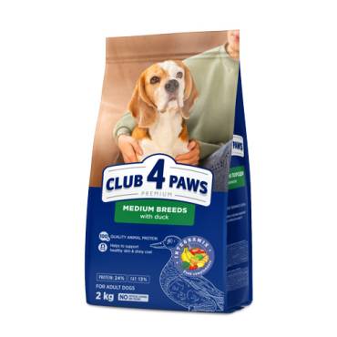 CLUB 4 PAWS PREMIUM DLA ŚREDNICH RAS «Z KACZKĄ». KARMA PEŁNOPORCJOWA SUCHA DLA DOROSŁYCH PSÓW