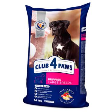 CLUB 4 PAWS PREMIUM DLA SZCZENIĄT DUŻYCH RAS „KURCZAK”. PEŁNOPORCJOWA SUCHA KARMA