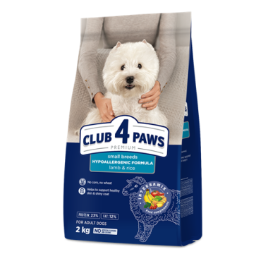 CLUB 4 PAWS PREMIUM «JAGNIĘCINA I RYŻ» DLA DOROSŁYCH PSÓW MAŁYCH RAS. PEŁNOPORCJOWA SUCHA KARMA