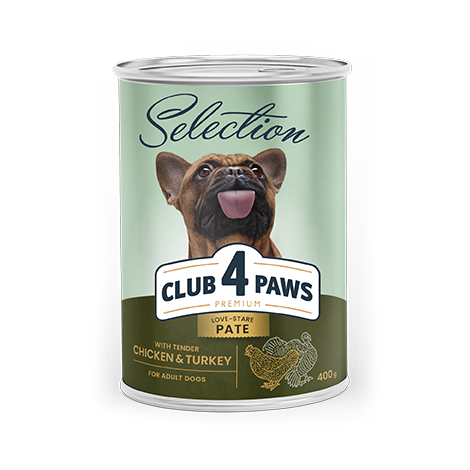 CLUB 4 PAWS Premium mokra karma dla dorosłych psów «Pasztet z kurczakiem i indykiem»