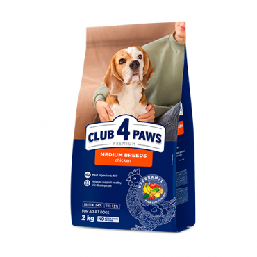 CLUB 4 PAWS PREMIUM DLA ŚREDNICH RAS. PEŁNOPORCJOWA SUCHA KARMA DLA DOROSŁYCH PSÓW